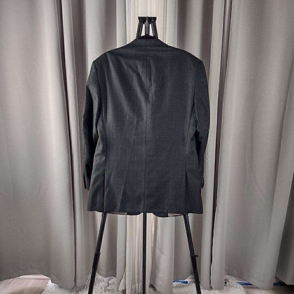 Perry Ellis Portfolio Dark Gray, W Blue Pinstripe 100% Wool Suit Jacket Size 40R - Picture 3 of 12